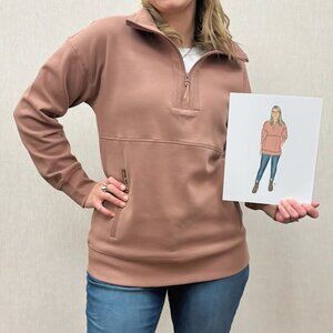 Maurices Athleisure Women's Half Zip Pullover Sweatshirt  Brown/mauve Size 2X